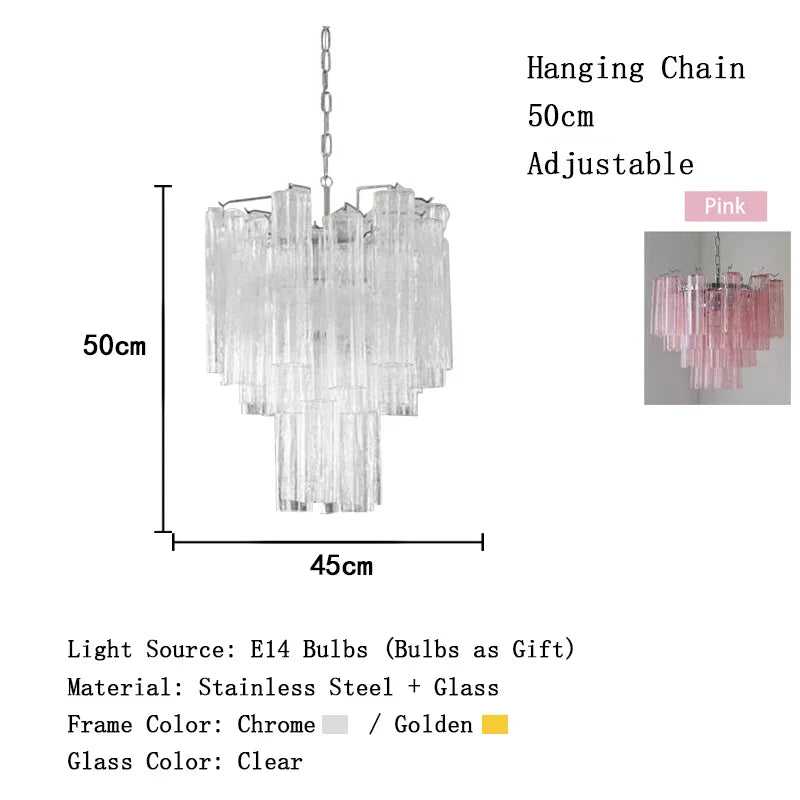 Afralia™ Pink Glass Chandelier LED Light Fixture for Ceiling Living Room Decor