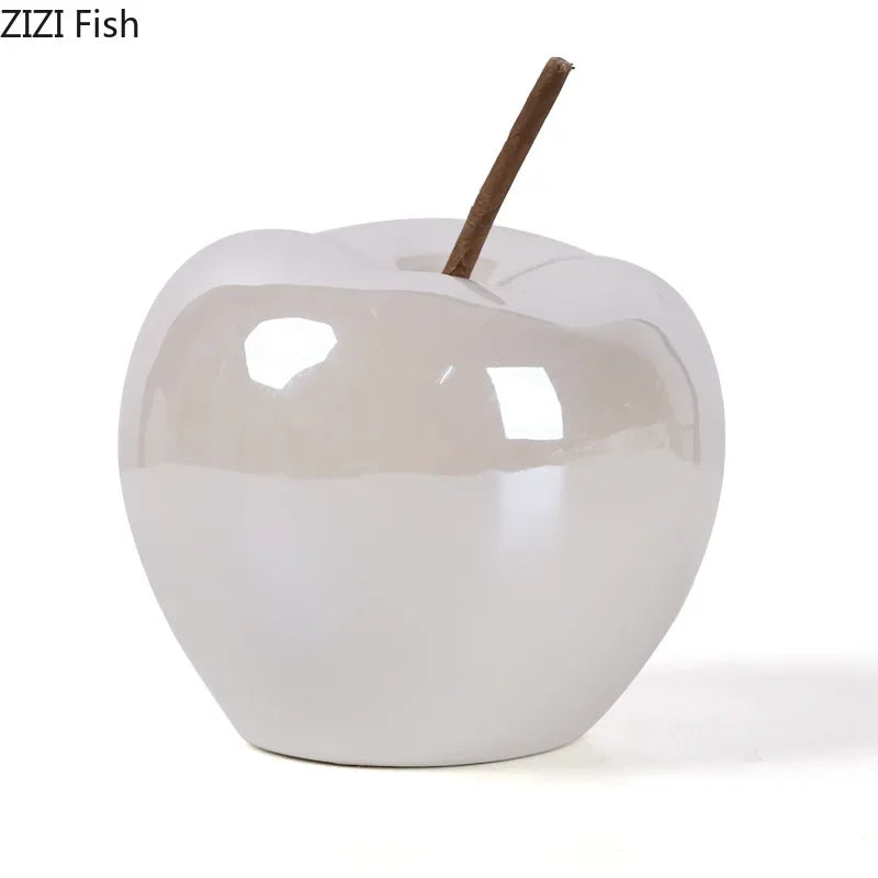 Afralia™ Glowing Ceramic Apple Statue for Desk Ornaments and Room Decor