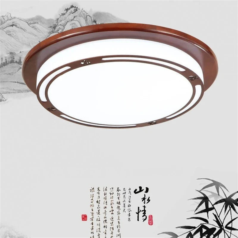 Afralia™ Solid Wood LED Ceiling Lights for Modern Living Room and Bedroom