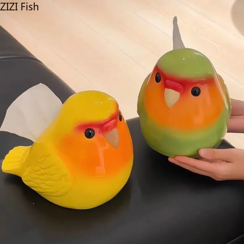 Afralia™ Cartoon Parrot Ceramic Tissue Box: Creative Desk Decoration & Paper Towel Case