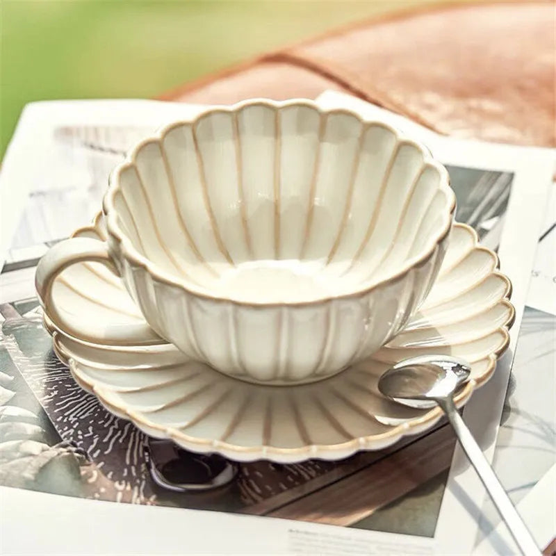 Afralia™ Ceramic Afternoon Tea Cup Set for Breakfast Lemon Tea Milk Coffeeware