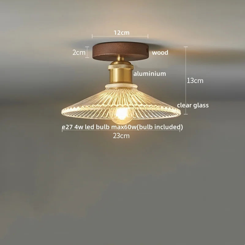 Afralia™ Wood Glass LED Ceiling Lights Modern Luminaria De Teto for Home Décor