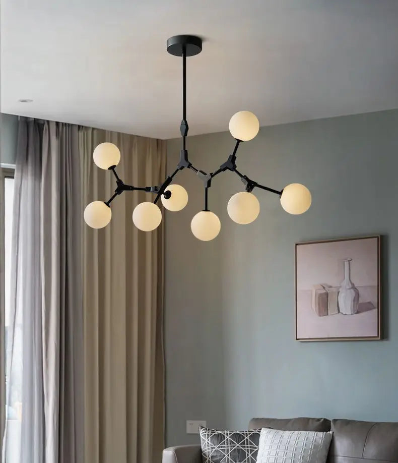 Afralia™ Modern Glass Ball Chandelier LED Pendant Lamp for Dining Table and Bar