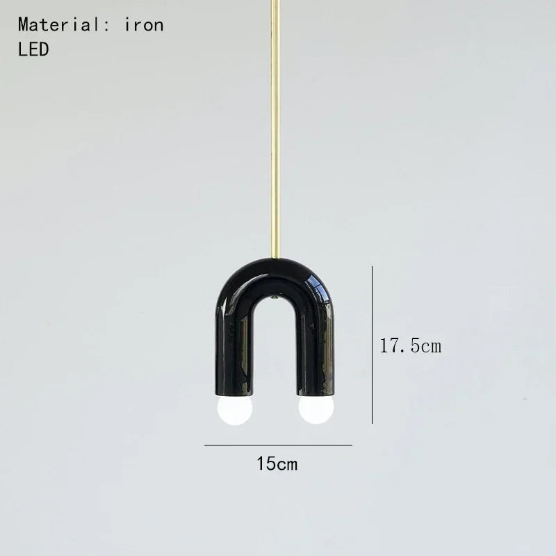 Afralia™ Metal Macaron Arch Chandelier LED Lighting for Kitchen, Bar, Restaurant