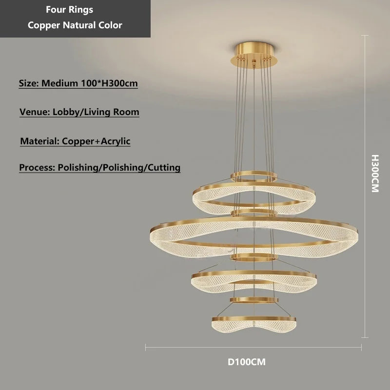 Afralia™ Acrylic Living Room Chandelier Pendant Lamp Fixture LED Lighting