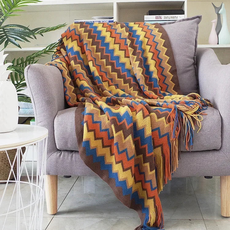 Afralia™ Knitted Striped Sofa Blanket