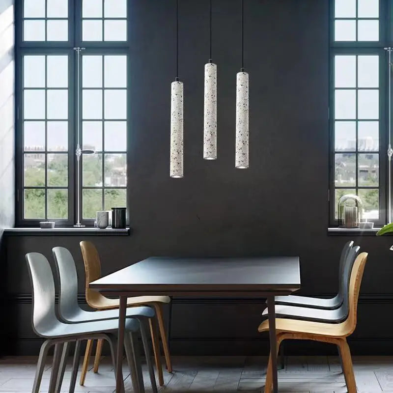 Nordic Geomantic Terrazzo Chandelier by Afralia™: Industrial Cement Pendant Light for Bar & Restaurant