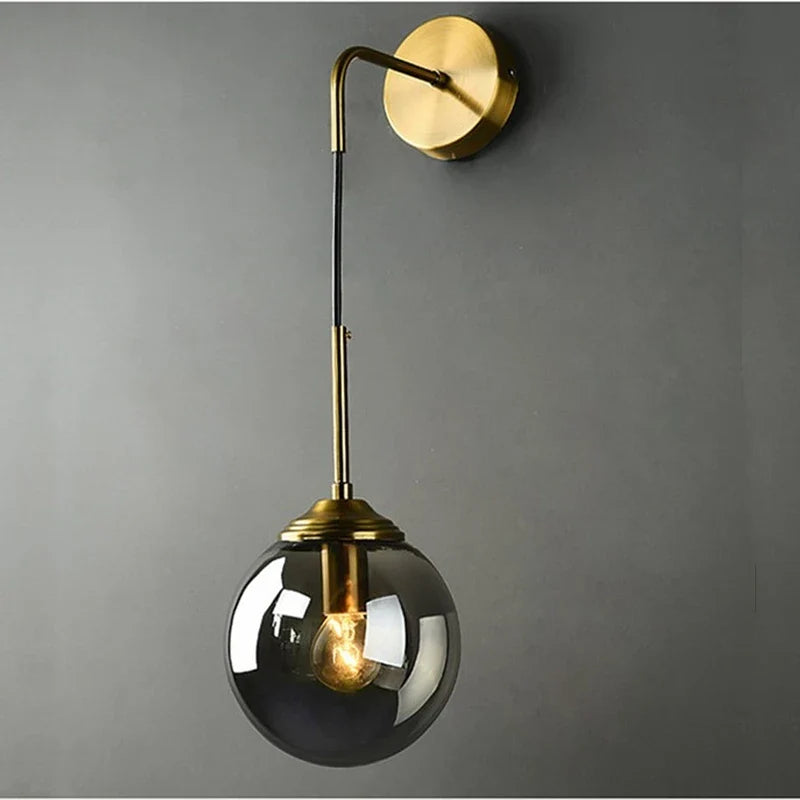 Afralia™ Glass Ball LED Wall Lamp: Nordic Modern Bathroom Mirror Sconce, Retro Decor Lighting