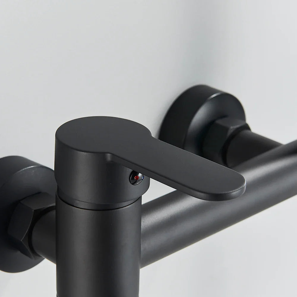 Afralia™ Black Wall Mounted Waterfall Bathtub Faucet for Embedded In-wall Tub Shower System