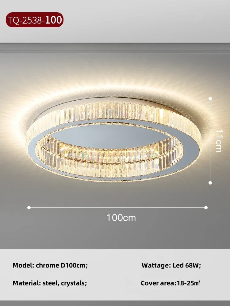 Afralia™ Modern K9 Crystals Dimmable LED Ceiling Light - Art Decor Luminarias