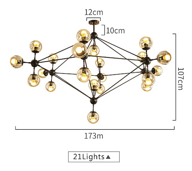 Afralia™ Magic Bean Glass Ball Chandelier - Vintage Industrial Loft Hanging Light