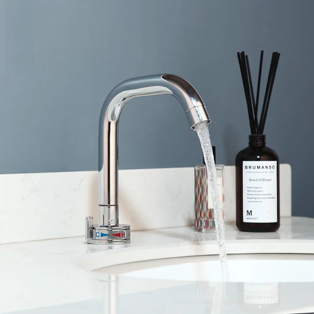 Afralia™ Chrome Plated Basin Faucet with Stream Spout, Deck Mounted Stainless Steel Mixer