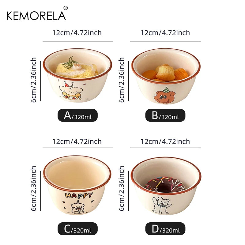 Afralia™ Carton Ceramic Soup Bowls - Set of 1 | Microwave & Dishwasher Safe