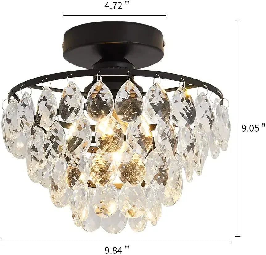 Afralia™ Crystal LED Chandelier Ceiling Lamp for Living Dining Room Decor