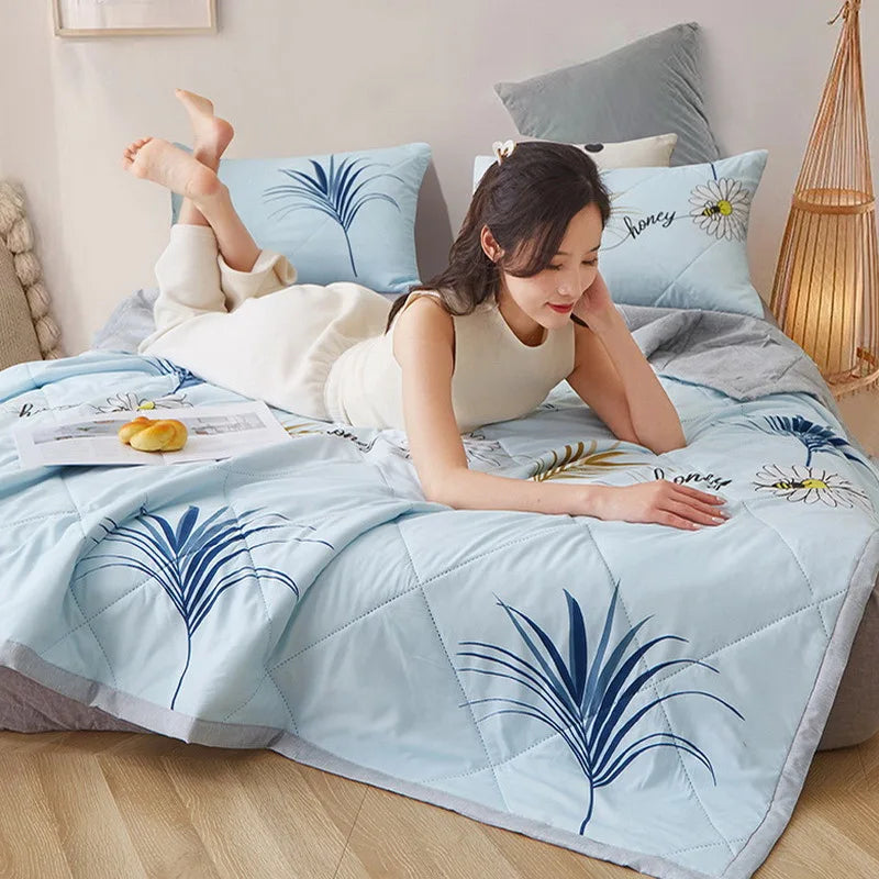Afralia™ Quilted Summer Blanket: Soft & Breathable Double Comforter
