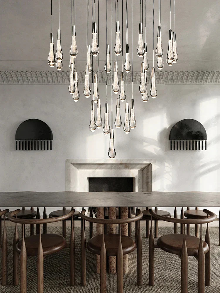 Afralia™ Crystal Water-drop Ceiling Chandelier: Elegant Dining Table Lighting Fixture