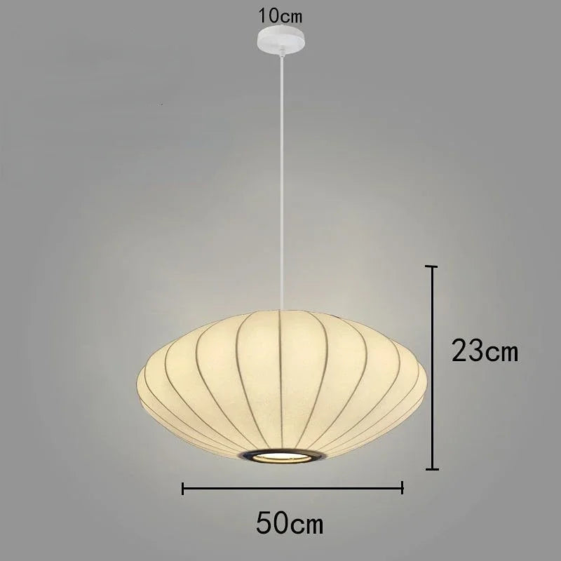 Afralia™ Nordic Fabric Lantern Pendant Chandelier for Bedroom Living Room Home Decor