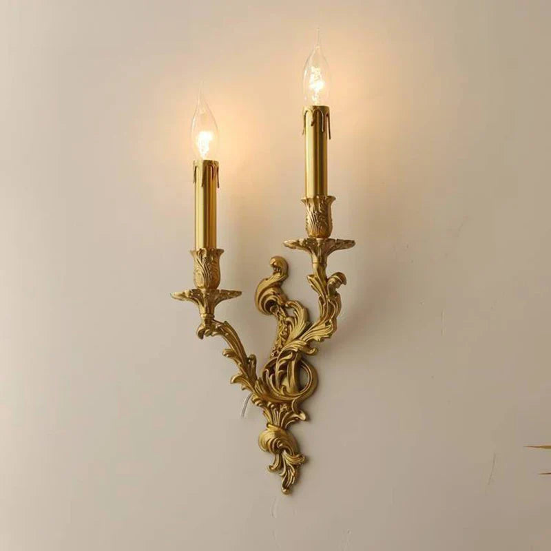 Afralia™ Antique Brass Wall Sconces French Vintage Royal Lamp Nordic Rococo Lighting