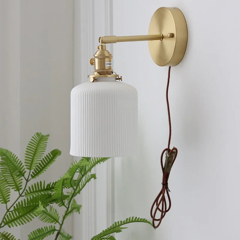 Afralia™ Ceramic Knob Switch Wall Light by IWHD - Modern LED Sconce for Bedroom, Hallway & Bathroom