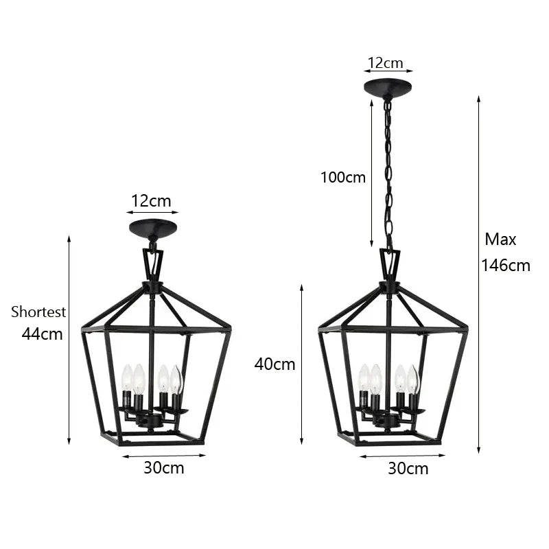 Afralia™ Farmhouse Kitchen Chandelier Minimalist Retro Creative Black Bedroom Light