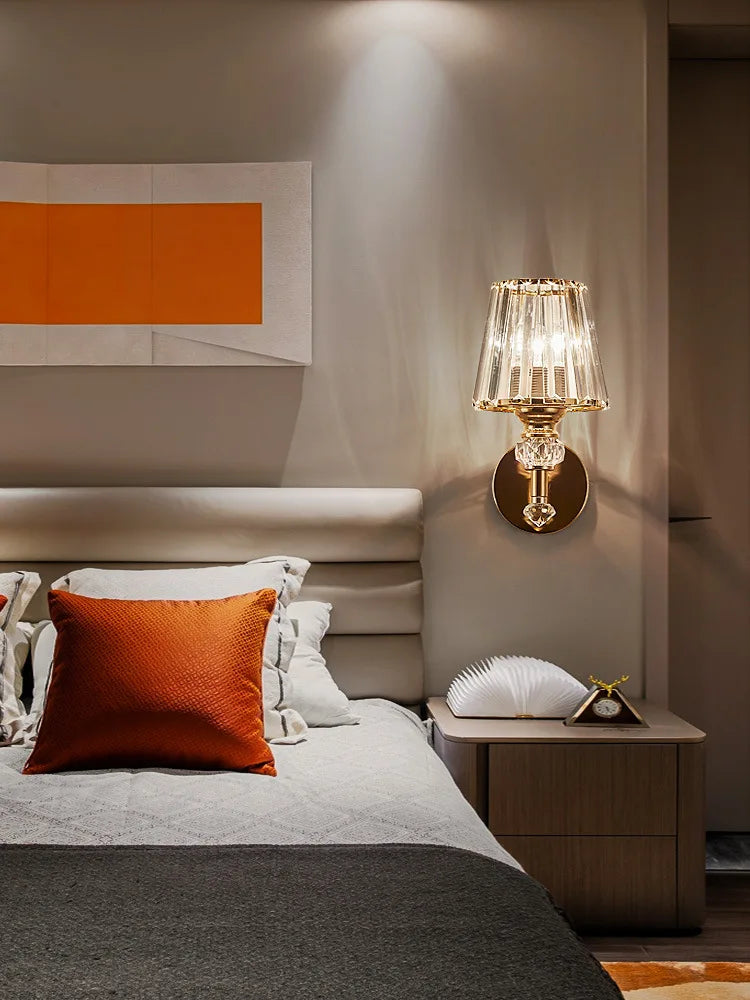 Afralia™ Crystal Wall Lamp: Modern Simple Luxury for Bedroom Staircase Living Room TV Background