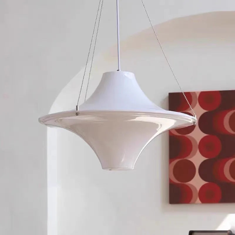 Afralia™ UFO Chandelier Cream LED Pendant Light Acrylic Saucer Lamp for Home Decor