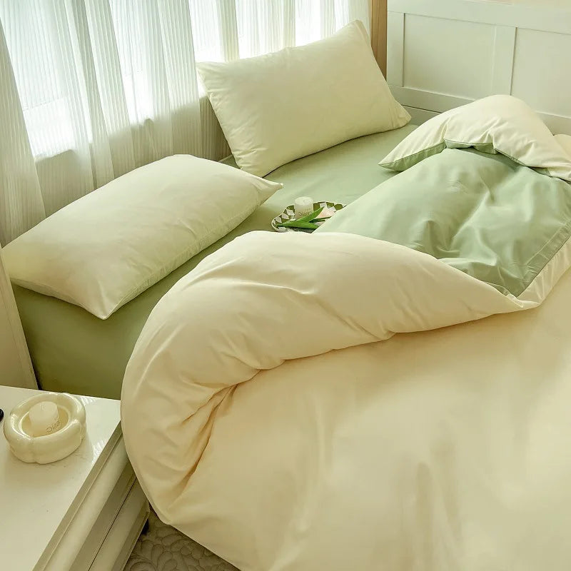 Afralia™ Solid Color Duvet Cover Set - Queen King Full Size Flat Sheet Bedding