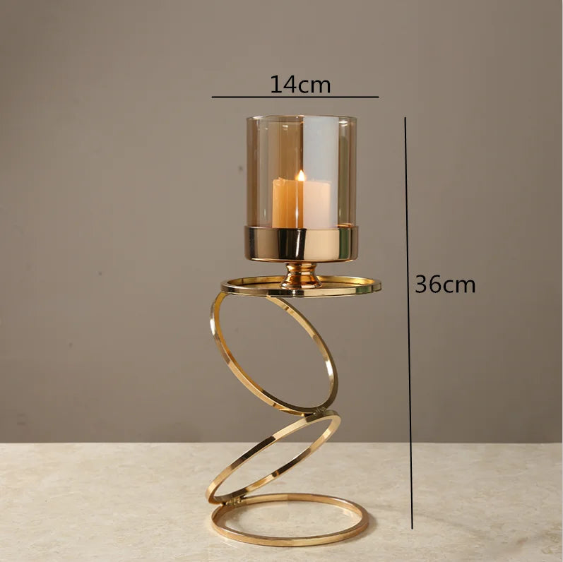 Afralia™ Glass Candle Holders Nordic Retro Gold Candlestick Wedding Home Decor
