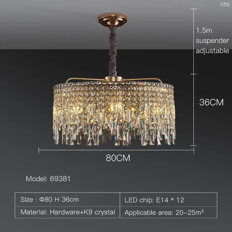 Afralia™ Luxury Crystal Chandelier for Living Room, Bedroom, and Restaurant