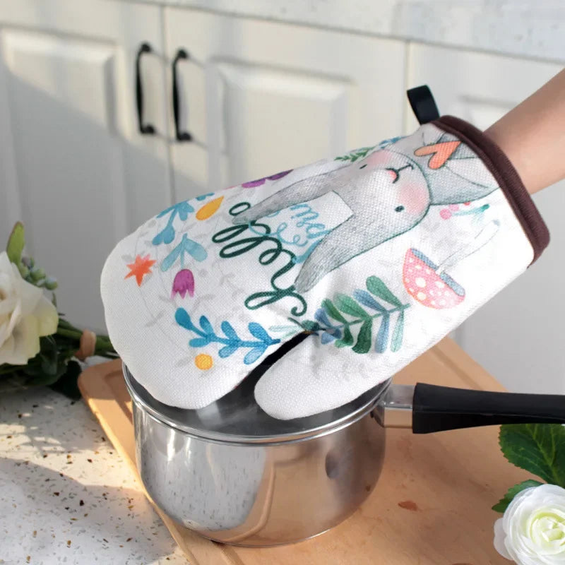 Afralia™ Rabbit Insulation Oven Mitts - Cartoon Animal Series Baking Gloves for Kitchen