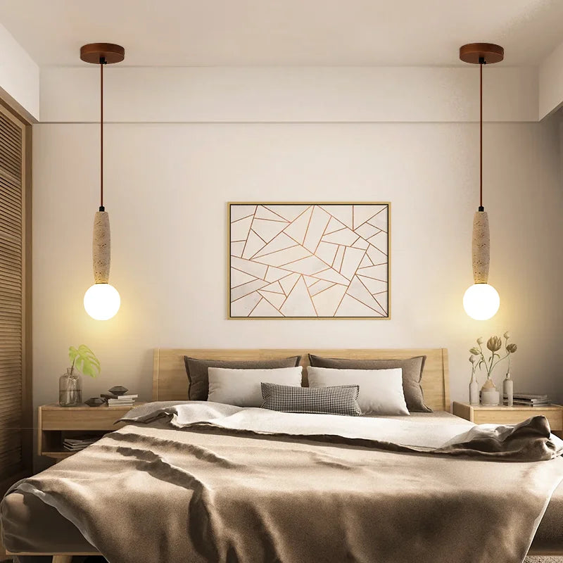 Afralia™ Natural Stone Art Pendant Light with White Glass Lampshade for Vintage LED Chandelier