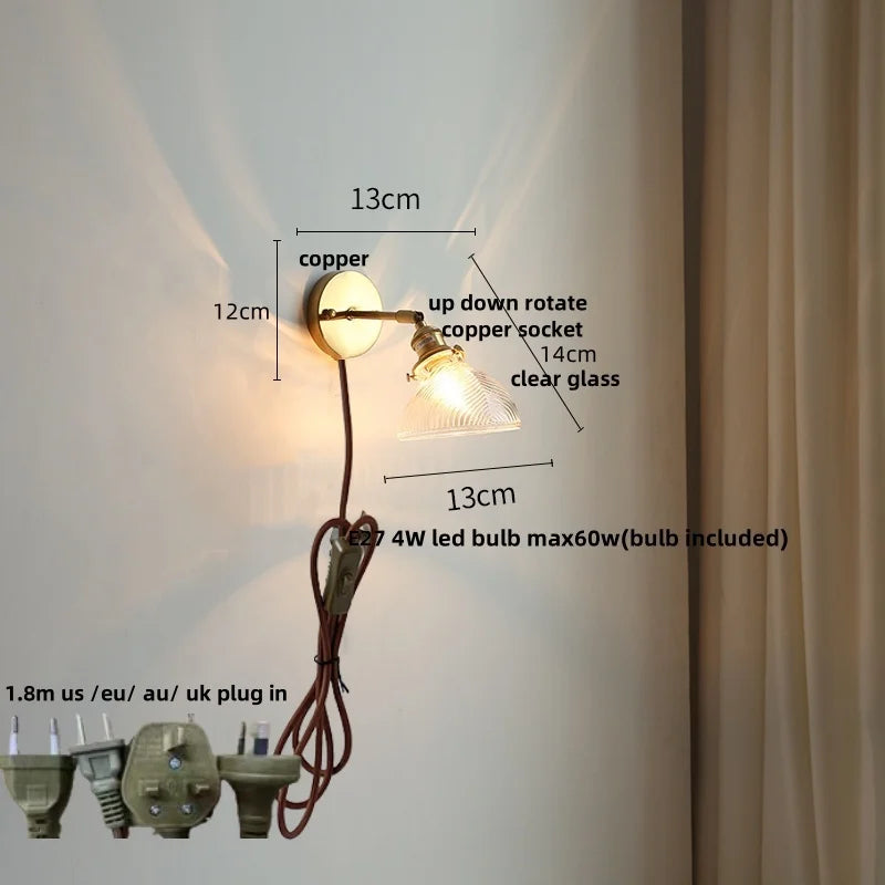 Afralia™ White Glass Copper LED Wall Sconce with Pull Chain Switch