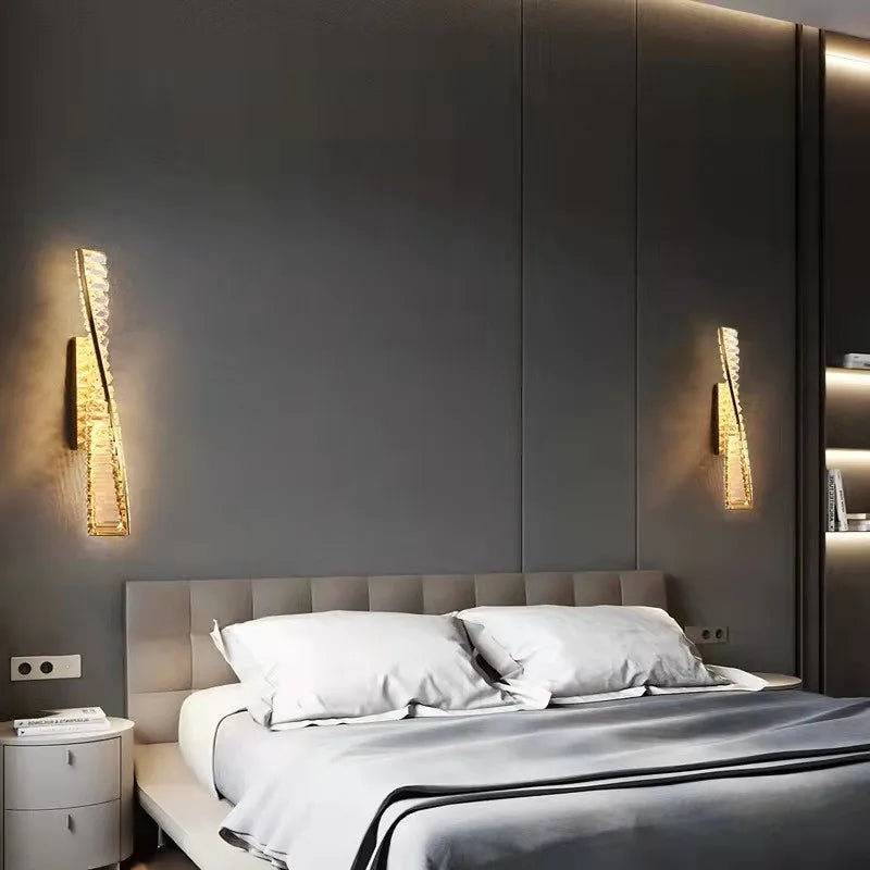 Afralia™ Dimmable Crystal Wall Sconce | Luxury Gold Steel Light Fixture