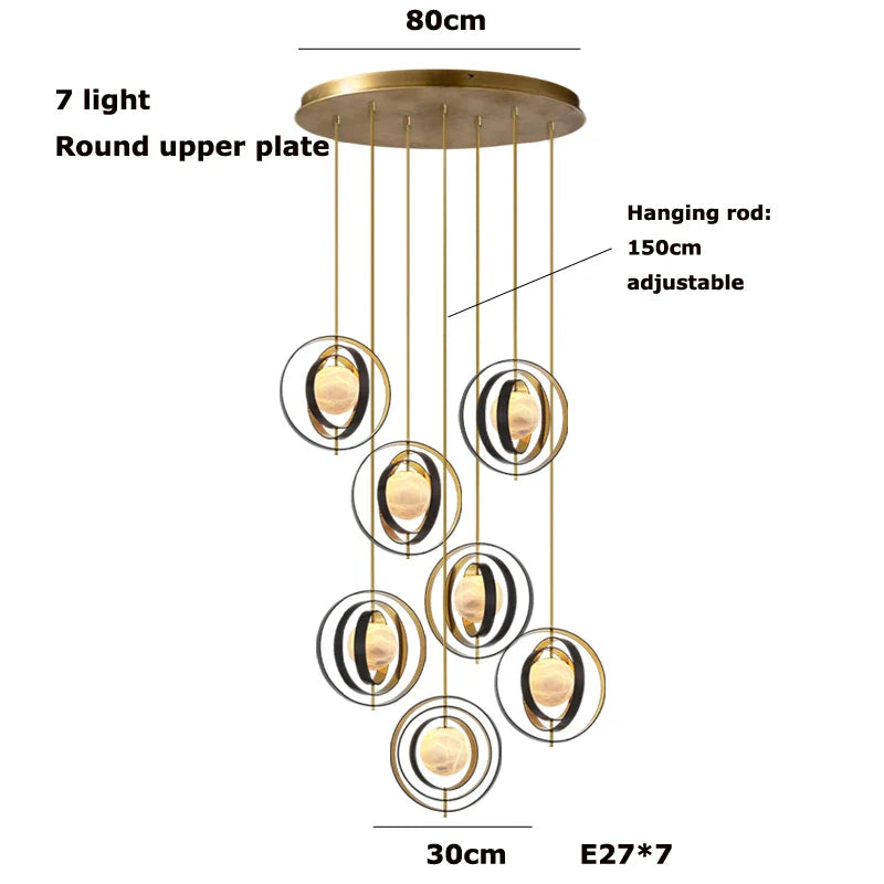 Afralia™ Marble Globe Pendant Light with Black Gold Hardware - Modern Tea Room Ceiling Decor