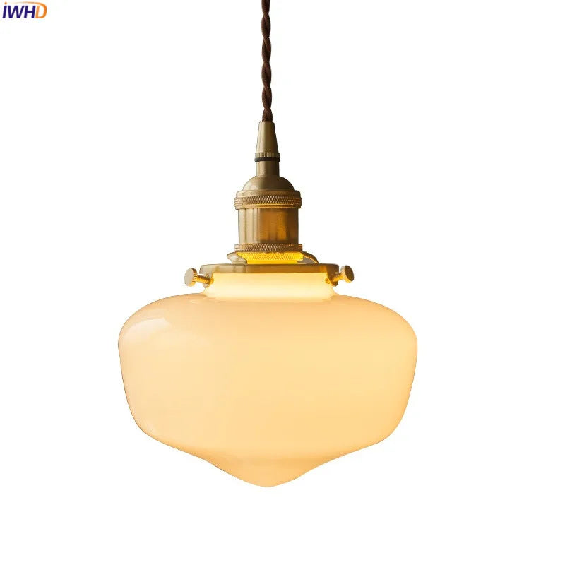 Afralia™ White Glass LED Pendant Lamp: Japanese Style for Home, Bedroom, Living Room