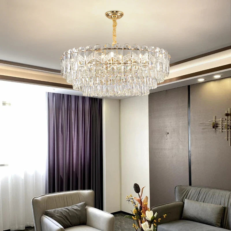 Afralia™ Crystal Chandelier LED Light: Modern Luxury Restaurant Hall Lighting