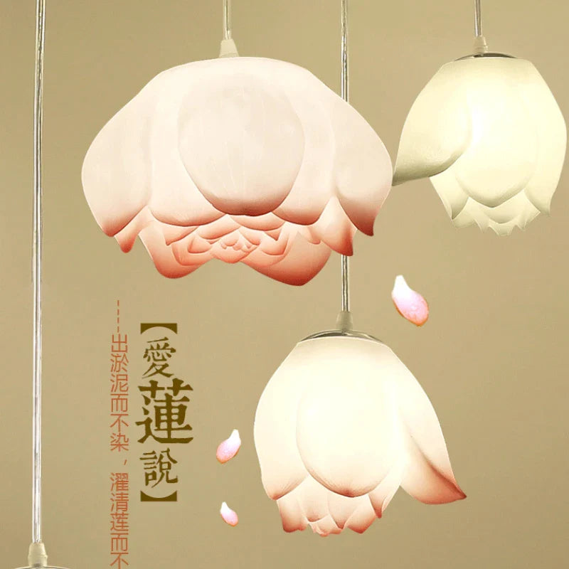 Afralia™ Lotus Glass Pendant Lamp: Elegant Pink Lotus Lighting for Home Decor