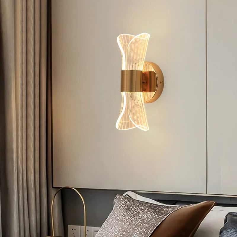 Afralia™ Gold Nordic Acrylic LED Wall Lights for Bedroom Living Room Decoration