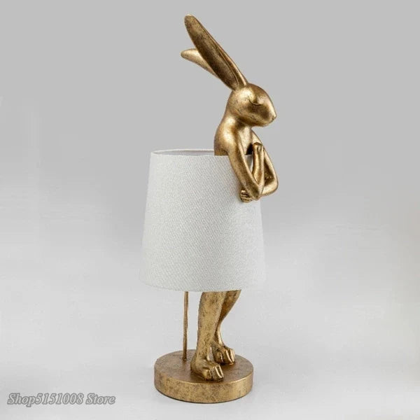 Afralia™ Resin Rabbit Table Lamp: Retro Nordic Bedroom LED Desk Light
