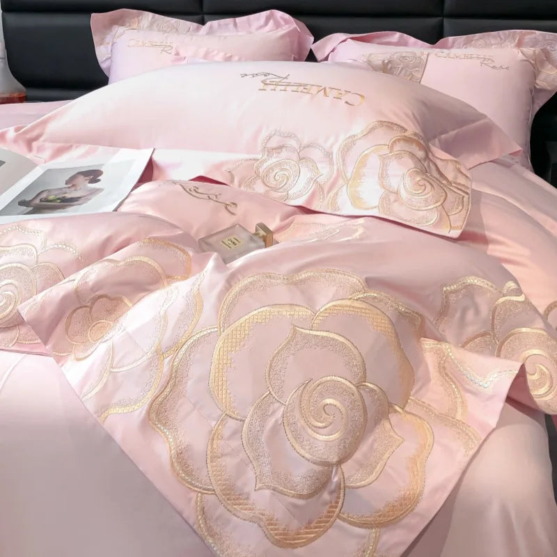 Afralia™ Luxury Cotton Twill Embroidery Duvet Cover Set for Seasons
