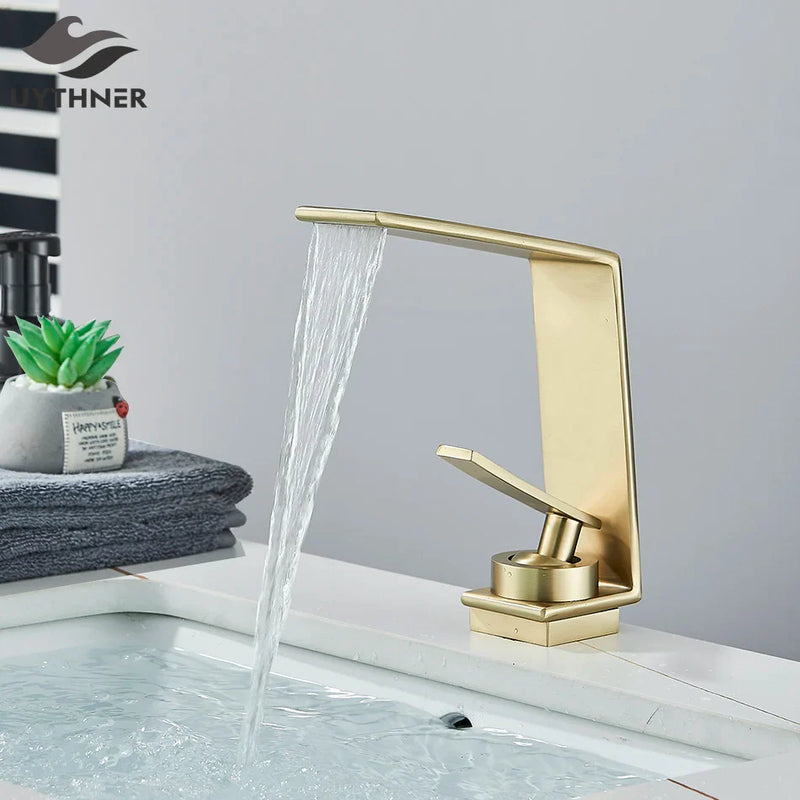 Afralia™ Basin Faucet: Modern Single Hole Mixer Tap for Bathroom Washbasin - Hot and Cold Water