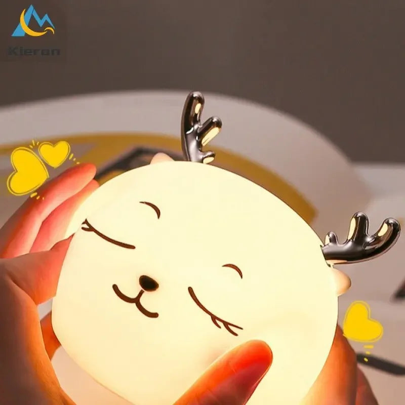 Afralia™ Colorful Deer LED Lamp for Bedroom, Study, and Living Room