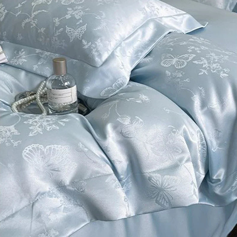 Afralia™ Silk Jacquard Bedding Sets - Luxury Comforter Cover for Double Bed