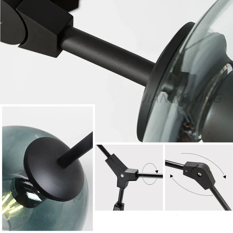 Afralia™ Glass Branch Ceiling Chandelier with Multi Color Lampshades