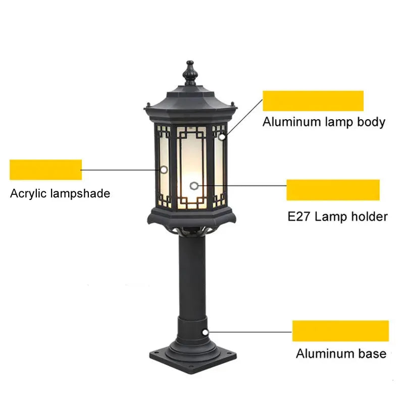 Afralia™ Vintage E27 Outdoor Garden Lamp Aluminum Waterproof Retro Style