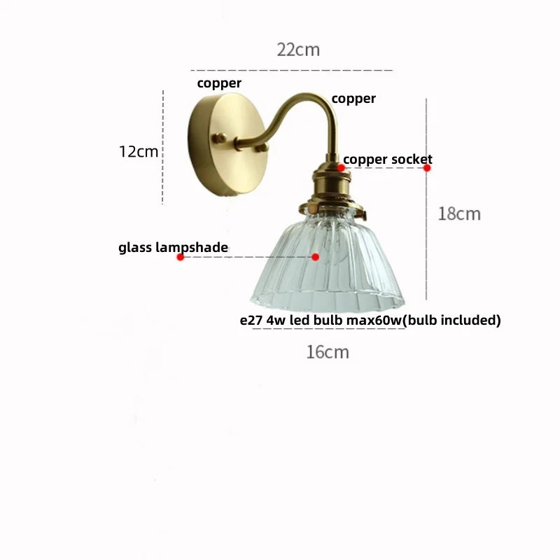 Afralia™ Clear Glass LED Wall Sconce Pull Chain Switch Modern Stair Light