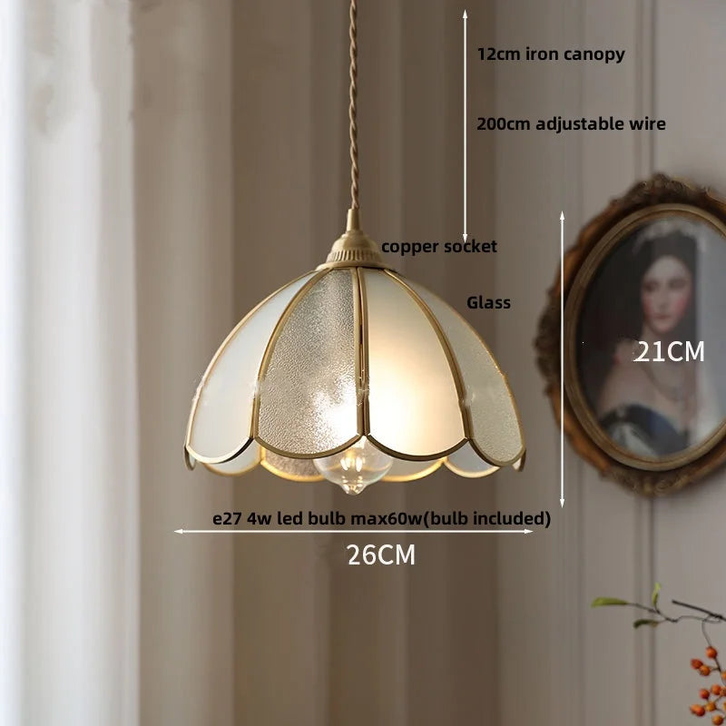 Afralia™ Tiffany Style Glass Copper LED Pendant Lights for Dining Room and Balcony