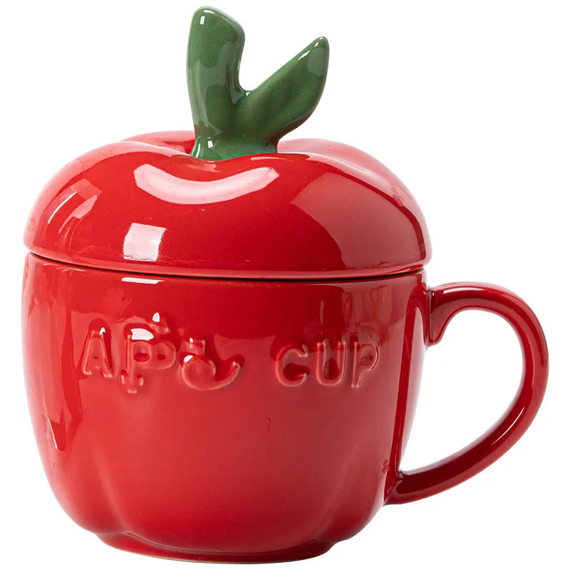 Afralia™ Apple Fruit Ceramic Mug for Kids Breakfast, Festivals, Birthday Gift