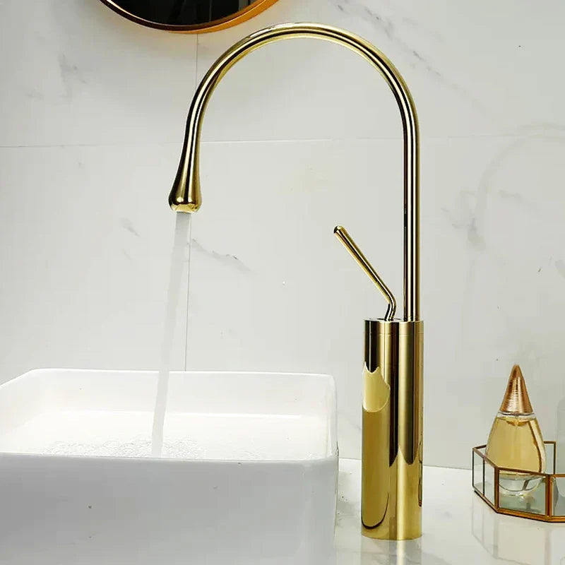 Afralia™ Modern Brass Basin Faucet Single Lever 360 Rotation Spout Mixer Tap