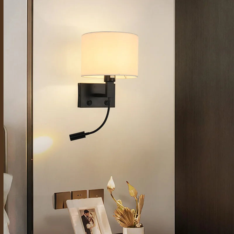 Afralia™ Modern Cloth Cover Bedside Wall Sconce for Living Room & Bedroom